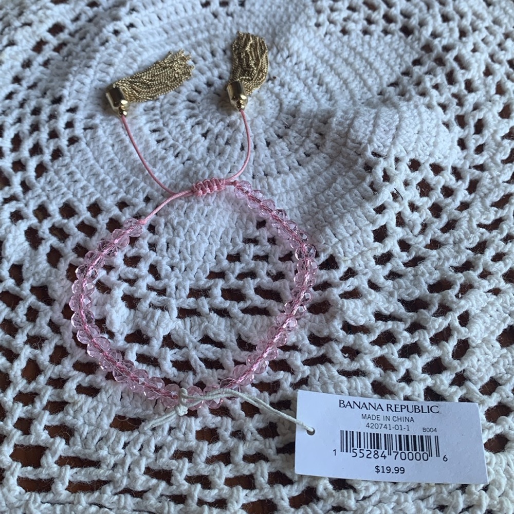 Banana republic Pink crystal bead bracelet adjustable New